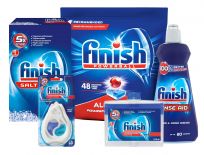 FINISH Starter pack pro myčky – tablety 48 ks, sůl, leštidlo, osvěžovač, čistič