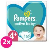 2x PAMPERS Active Baby 4+ (10-15 kg) 120 ks MEGA PACK - jednorazové plienky