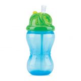 NUBY Hrneček netekoucí se sklápěcím brčkem a 360 ml, 12 m+ modrý NUBY Hrneček netekoucí se sklápěcím brčkem a 360 ml, 12 m+ modrý