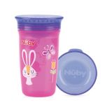 NUBY Hrneček netekoucí 360° 300ml, 6 m+ růžová/fialová NUBY Hrneček netekoucí 360° 300ml, 6 m+ růžová/fialová