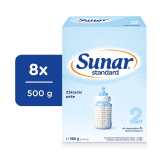 8x SUNAR Dojčienské mlieko Standard 2, 500 g