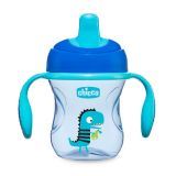 CHICCO Hrneček Trénujeme s držadly 200 ml, modrý 6 m+ CHICCO Hrneček Trénujeme s držadly 200 ml, modrý 6 m+