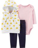CARTER'S Set 3dílný body kr. rukáv, mikina, kalhoty dlouhé Hearts dívka 6 m CARTER'S Set 3dílný body kr. rukáv, mikina, kalhoty dlouhé Hearts dívka 6 m