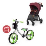 KINDERKRAFT Kočárek sportovní Grande Burgundy + Dětské odrážedlo 2way Next Green/Gray KINDERKRAFT Kočárek sportovní Grande Burgundy + Dětské odrážedlo 2way Next Green/Gray