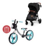 KINDERKRAFT Kočárek sportovní Grande Black + Dětské odrážedlo 2way Next Turquoise KINDERKRAFT Kočárek sportovní Grande Black + Dětské odrážedlo 2way Next Turquoise
