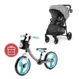 KINDERKRAFT Kočárek sportovní Grande City Grey + Dětské odrážedlo 2way Next Turquoise KINDERKRAFT Kočárek sportovní Grande City Grey + Dětské odrážedlo 2way Next Turquoise