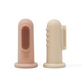 MUSHIE Silikonový zubní kartáček na prst 2ks Shifting Sand / Blush MUSHIE Silikonový zubní kartáček na prst 2ks Shifting Sand / Blush