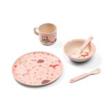 BABYONO Bambusový jídelní set Forest Pink 12 m+ BABYONO Bambusový jídelní set Forest Pink 12 m+