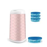 ANGELCARE Koš na pleny Dress Up, 1 kazeta, náhradní kazety 3 ks, potah na koš Flower ANGELCARE Koš na pleny Dress Up, 1 kazeta, náhradní kazety 3 ks, potah na koš Flower