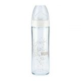 NUK New classic láhev Love sklo 240 ml, silikon - bílá NUK New classic láhev Love sklo 240 ml, silikon - bílá