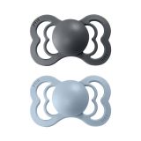BIBS Supreme dudlíky z přírodního kaučuku 2 ks - vel. 1 Iron / BabyBlue BIBS Supreme dudlíky z přírodního kaučuku 2 ks - vel. 1 Iron / BabyBlue