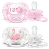 Philips AVENT Šidítko Ultrasoft Text 0-6m dívka, 2 ks Philips AVENT Šidítko Ultrasoft Text 0-6m dívka, 2 ks