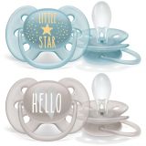 Philips AVENT Šidítko Ultrasoft Text 6-18 m chlapec, 2 ks Philips AVENT Šidítko Ultrasoft Text 6-18 m chlapec, 2 ks