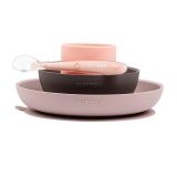 NATTOU Set jídelní silikonový 4 ks růžovo-fialový bez BPA