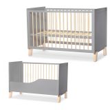KINDERKRAFT Postýlka dřevěná se zábranou NICO Grey KINDERKRAFT Postýlka dřevěná se zábranou NICO Grey