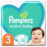 PAMPERS Active Baby jednorázové pleny vel. 3, 58 ks, 6-10 kg