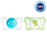 CHICCO Šidítko Physio Micro silikonové chlapec - text/dráček 2 ks, 0-2 m+ CHICCO Šidítko Physio Micro silikonové chlapec - text/dráček 2 ks, 0-2 m+