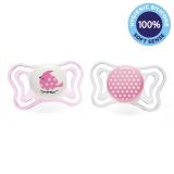 CHICCO Šidítko Physio Light silikonové děvče - ptáček/tečky 2 ks, 2-6 m+ CHICCO Šidítko Physio Light silikonové děvče - ptáček/tečky 2 ks, 2-6 m+