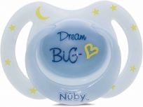 NUBY Dudlík silikonový oválný noční modrý 0-6 m NUBY Dudlík silikonový oválný noční modrý 0-6 m