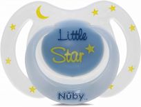 NUBY Dudlík silikonový oválný noční modro bílý 0-6 m NUBY Dudlík silikonový oválný noční modro bílý 0-6 m