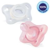 CHICCO Šidítko celosilikonové Mini Soft dívka 2 ks, 0-2m CHICCO Šidítko celosilikonové Mini Soft dívka 2 ks, 0-2m