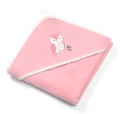 BABYONO Osuška s kapucí Velour 85x85 pink BABYONO Osuška s kapucí Velour 85x85 pink