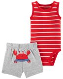 CARTER'S Set 2dílný body tílko, kalhoty kr. Red Stripe Crab chlapec 12 m, vel. 80 CARTER'S Set 2dílný body tílko, kalhoty kr. Red Stripe Crab chlapec 12 m, vel. 80