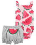 CARTER'S Set 2dílný body tílko, kalhoty kr. Pink Watermelon dívka 3 m, vel. 62