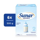 6x SUNAR Standard 2 pokračovacie dojčenské mlieko 500 g