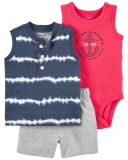 CARTER'S Set 3dílný body tílko, tričko bez rukávů, kalhoty kr. Blue Ty chlapec NB/ vel. 56 CARTER'S Set 3dílný body tílko, tričko bez rukávů, kalhoty kr. Blue Ty chlapec NB/ vel. 56