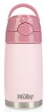 NUBY Termohrnek nerezový s brčkem 300 ml 24m + růžový NUBY Termohrnek nerezový s brčkem 300 ml 24m + růžový