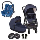 PETITE&MARS Kočárek Vario 3v1 Midnight Blue s nafukovačkami, MAXI-COSI CabrioFix Essential Blue PETITE&MARS Kočárek Vario 3v1 Midnight Blue s nafukovačkami, MAXI-COSI CabrioFix Essential Blue