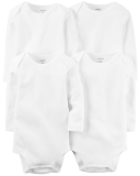CARTER'S Body dl. rukáv White neutrál LBB 4ks 3m, vel. 62 CARTER'S Body dl. rukáv White neutrál LBB 4ks 3m, vel. 62