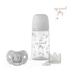 SUAVINEX Sada 270 ml + dudlík fyziologický 0/6m + klip Joy stříbrná SUAVINEX Sada 270 ml + dudlík fyziologický 0/6m + klip Joy stříbrná