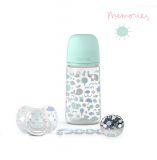 SUAVINEX Sada 270 ml + dudlík fyziologický 0/6m + klip Memories - modrý SUAVINEX Sada 270 ml + dudlík fyziologický 0/6m + klip Memories - modrý