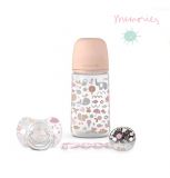 SUAVINEX Sada 270 ml + dudlík fyziologický 0/6m + klip Memories - růžová SUAVINEX Sada 270 ml + dudlík fyziologický 0/6m + klip Memories - růžová