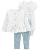 CARTER'S Set 3dílný mikina, tepláky, body kr. rukáv White Flowers dívka LBB 12m, vel. 80 CARTER'S Set 3dílný mikina, tepláky, body kr. rukáv White Flowers dívka LBB 12m, vel. 80