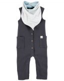 CARTER'S Set 2dílný overal bez rukávů, bryndáček Charcoal chlapec LBB 6m, vel. 68 CARTER'S Set 2dílný overal bez rukávů, bryndáček Charcoal chlapec LBB 6m, vel. 68