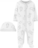 CARTER'S Set 2dílný overal na zip Sleep&Plays, čepice Clouds neutrál LBB 3m, vel. 62 CARTER'S Set 2dílný overal na zip Sleep&Plays, čepice Clouds neutrál LBB 3m, vel. 62