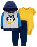 CARTER'S Set 3dílný mikina, tepláky, body kr. rukáv Grey Wolf chlapec 18m CARTER'S Set 3dílný mikina, tepláky, body kr. rukáv Grey Wolf chlapec 18m