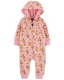 CARTER'S Overal na zip fleece přechodný Pink Floral dívka NB/ vel. 56 CARTER'S Overal na zip fleece přechodný Pink Floral dívka NB/ vel. 56
