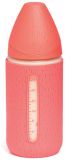 SUAVINEX Skleněná láhev 240 ml, 3-poziční, silikonový obal, růžová SUAVINEX Skleněná láhev 240 ml, 3-poziční, silikonový obal, růžová