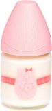 SUAVINEX Skleněná láhev anatomická, 120 ml, vel.1S, silikon, Meaningful Life, růžová méďa SUAVINEX Skleněná láhev anatomická, 120 ml, vel.1S, silikon, Meaningful Life, růžová méďa