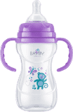BAYBY BFB 6107 Kojenecká láhev s úchyty PP 240 ml - fialová (6m+) BAYBY BFB 6107 Kojenecká láhev s úchyty PP 240 ml - fialová (6m+)
