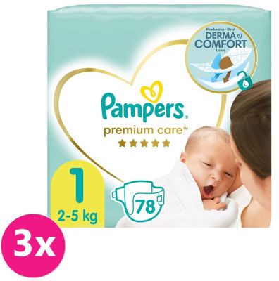 PAMPERS Premium Care 1 NEWBORN 234 ks (2-5 kg) MĚSÍČNÍ BALENÍ - jednorázové pleny