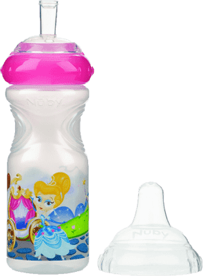 NUBY Nietłukąca się butelka z silikonowym ustnikiem, 300ml, 9m+, biała z różowym wieczkiem NUBY Nietłukąca się butelka z silikonowym ustnikiem, 300ml, 9m+, biała z różowym wieczkiem